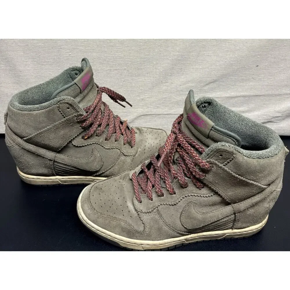 Nike Dunk 2012 Sky Hi Wedges Suede Olive Sneakers Women’s US9.5 528899-200